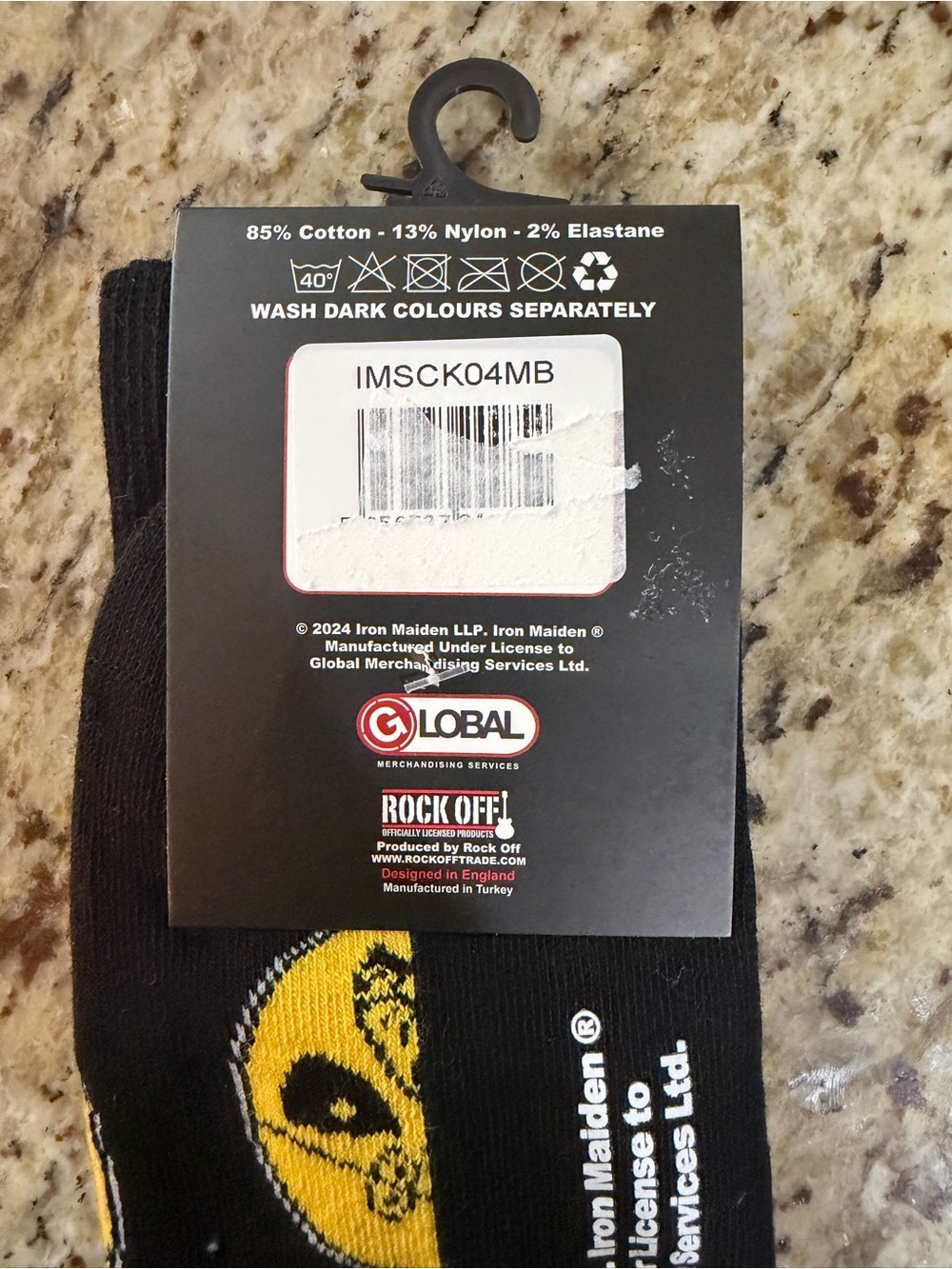 Iron Maiden Black & Yellow Crew Socks - Picture 4 of 4